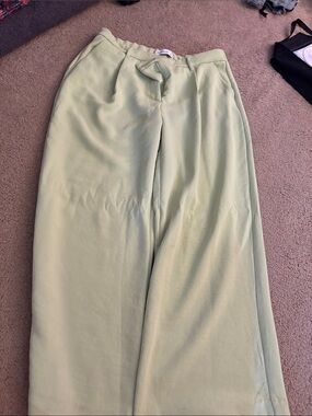 Abercrombie & Fitch Light Green Wide-Leg Trousers